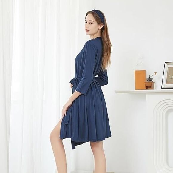 Maternity Robe and Baby Receiving Blanket, Matching Mommy Labor Delivery Robe LG - Picture 2 of 3